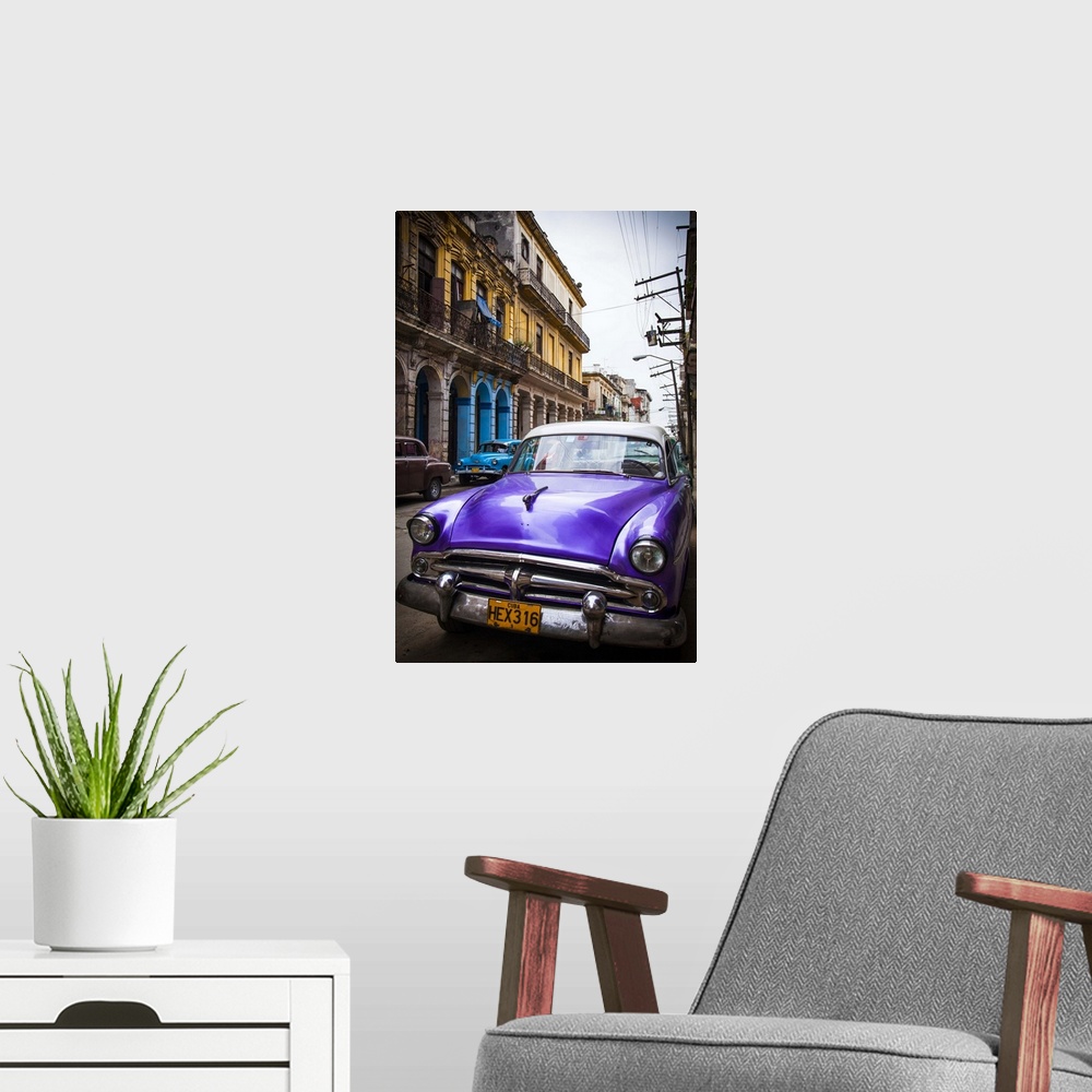 A modern room featuring Classic American Car, Havana, Cuba