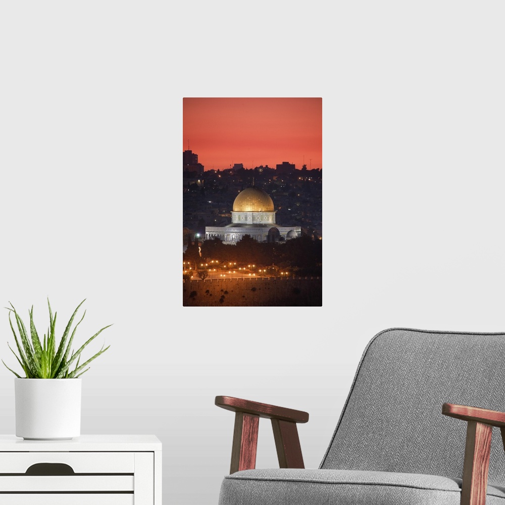 A modern room featuring Dome of the Rock Mosque, dusk, Jerusalem, Israel