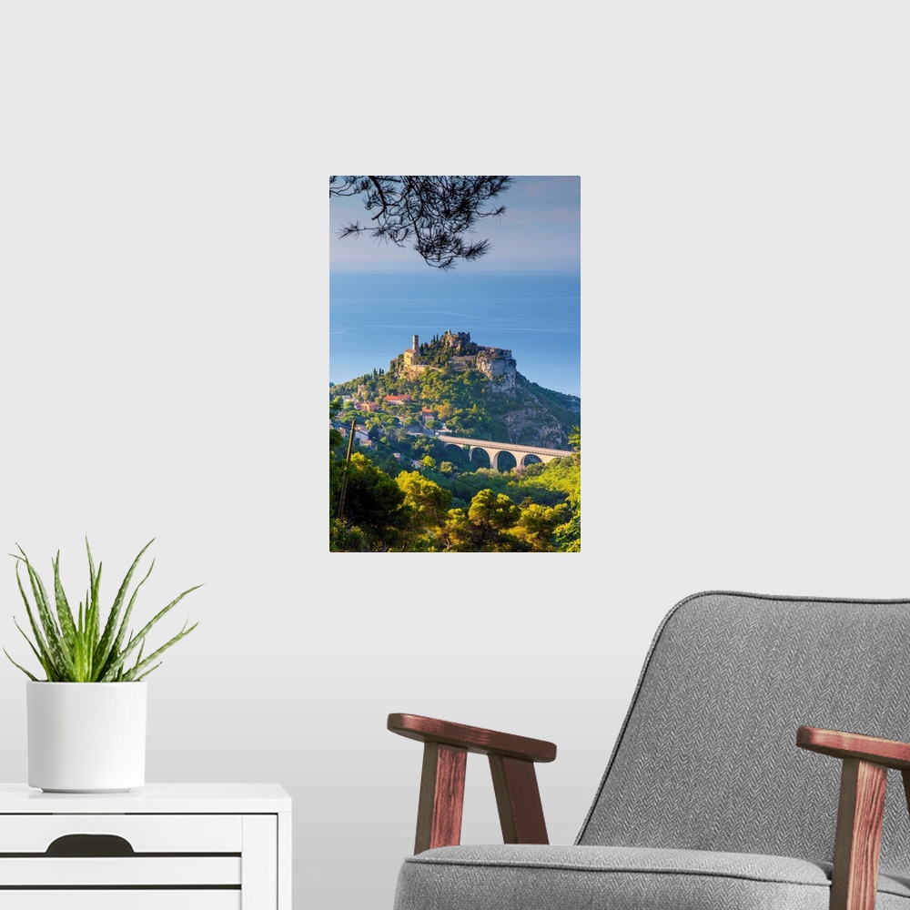A modern room featuring Eze, Alpes-Maritimes, Provence-Alpes-Cote D'Azur, French Riviera, France.