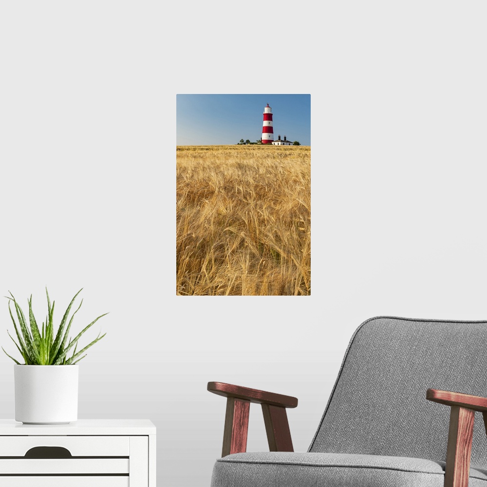 A modern room featuring Happisburgh Lighthouse & Field of Wheat, Norfolk, England
