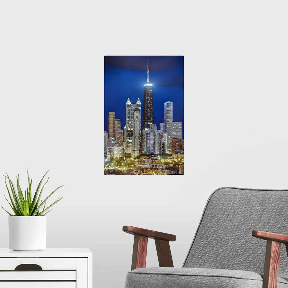A modern room featuring United States of America, Illinois, Chicago, Hancock Tower and City Skyline
