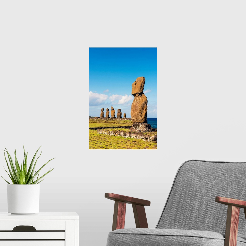 A modern room featuring Moai At Tahai, Easter Island, Polynesia, Chile