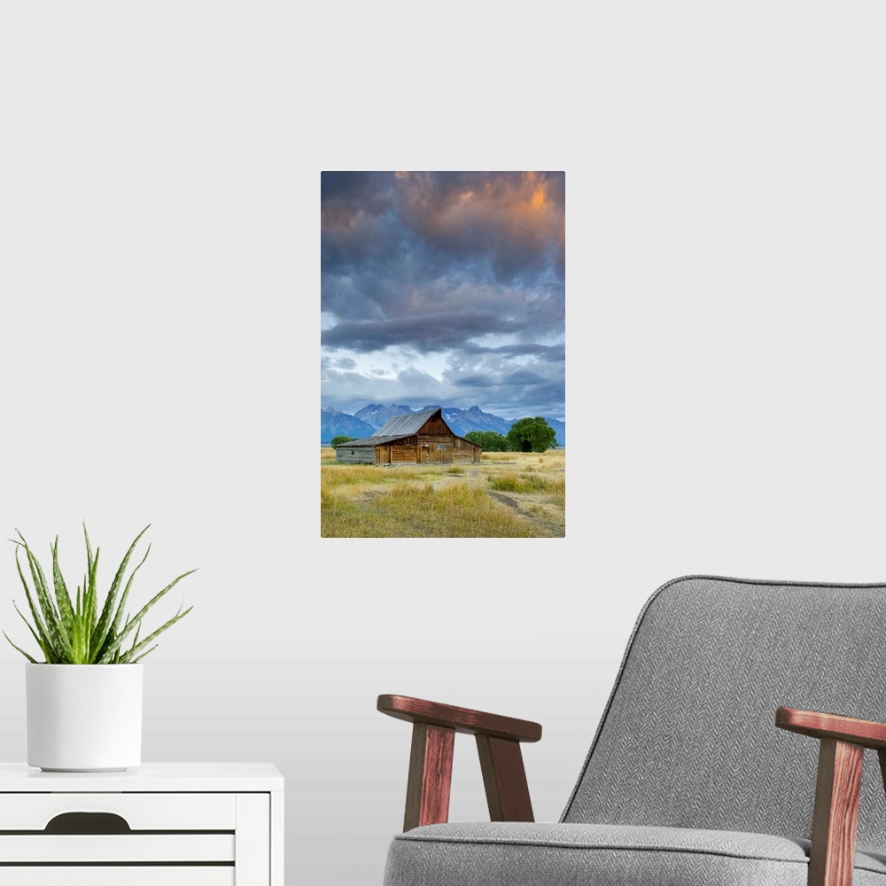 A modern room featuring Old Barn and Teton Mountain Range, Jackson Hole, Wyoming, USA
