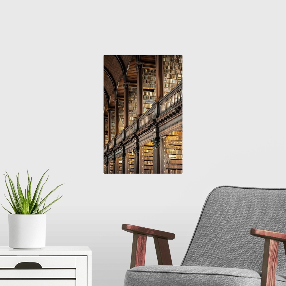 A modern room featuring Republic of Ireland, Dublin, Trinity College, Old Library, spiral staircase.