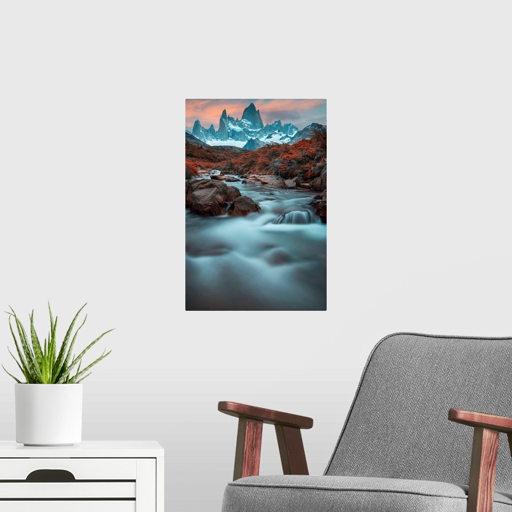 A modern room featuring South America, Argentina, Patagonia, Los Glaciares National Park, Andes mountains and Mount Fitz Roy