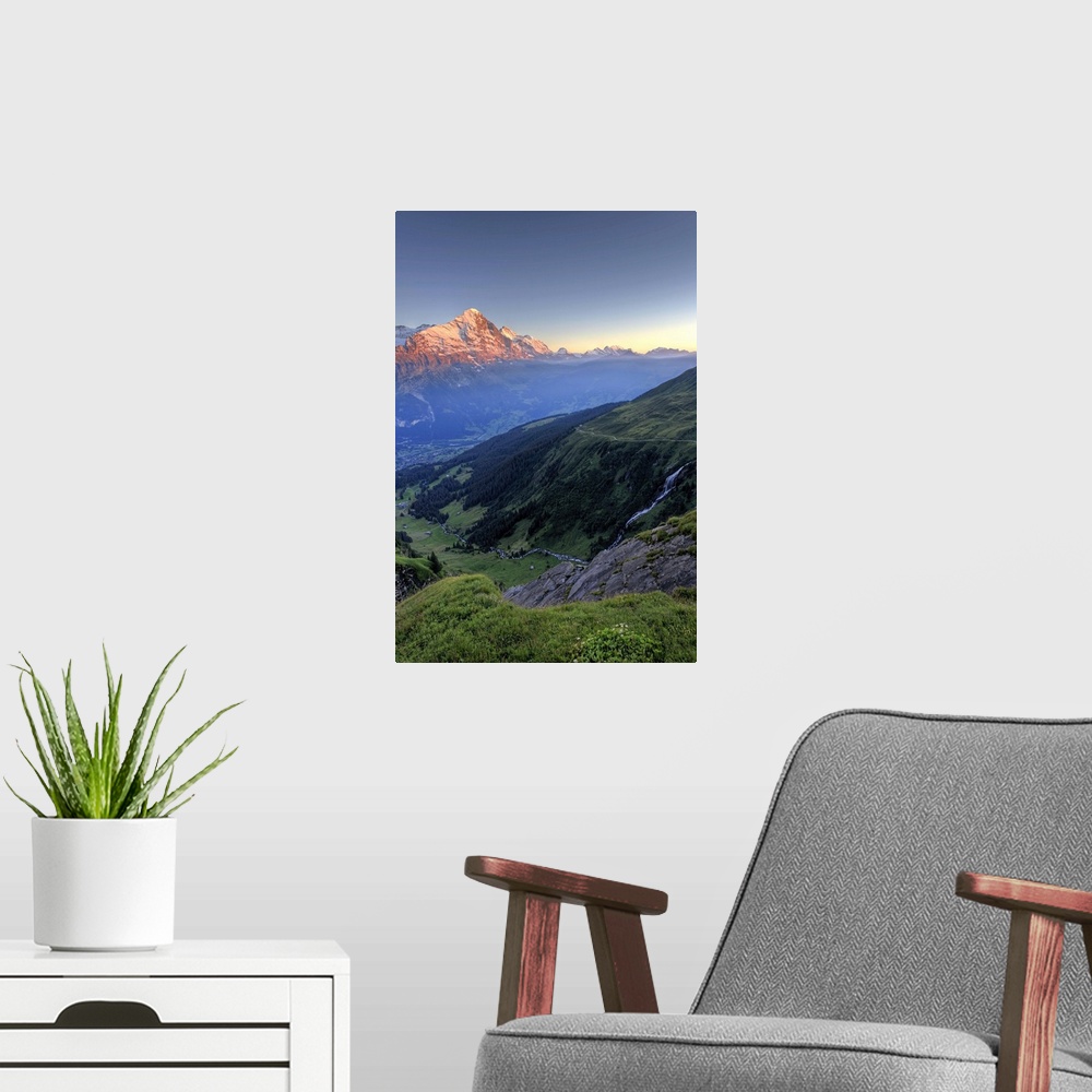 A modern room featuring Switzerland, Bernese Oberland, Grindelwald, First, Mt Eiger