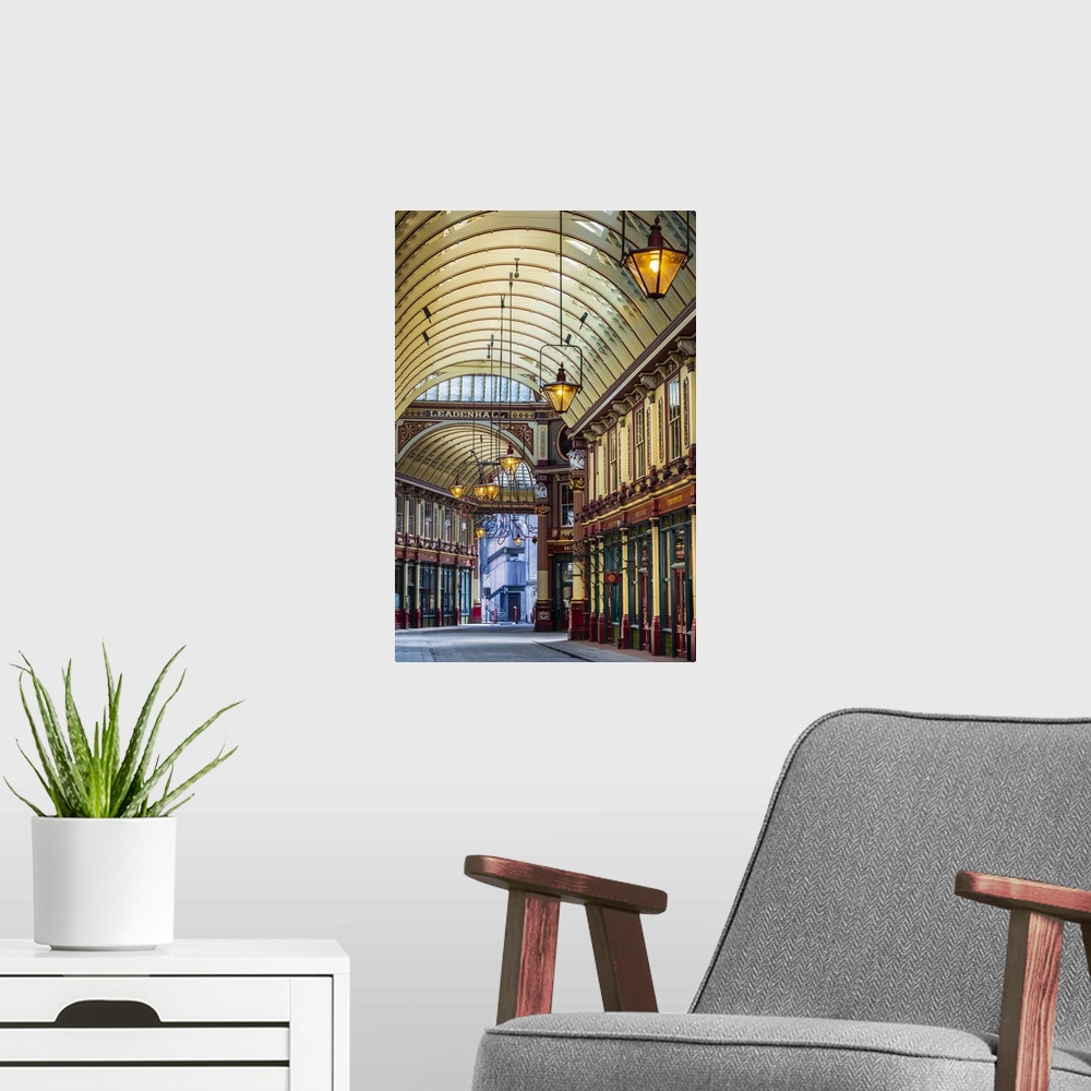 A modern room featuring United Kingdom, England, London, City of London, the interior of Leadenhall Market, a Victorian m...