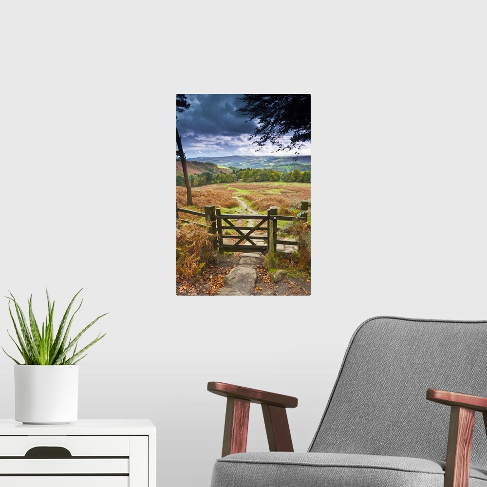 A modern room featuring UK, England, Derbyshire, Peak District National Park, from Stanage Edge