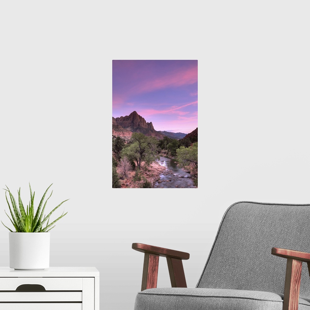 A modern room featuring USA, Utah, Zion National Park, Watchman Mountain and Virgin River