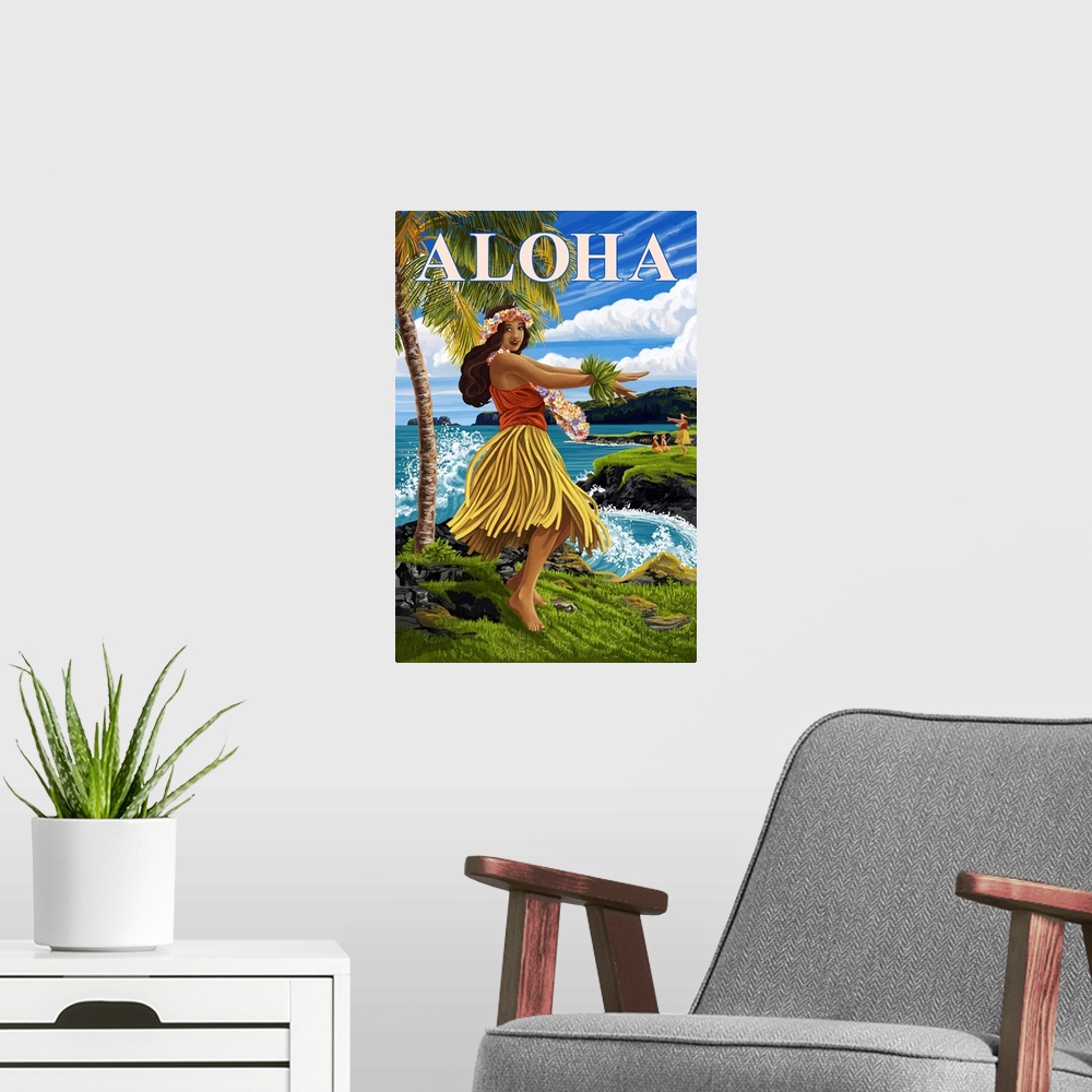 A modern room featuring Aloha - Hula Girl On Coast