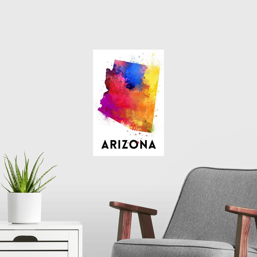 A modern room featuring Arizona - State Abstract Watercolor