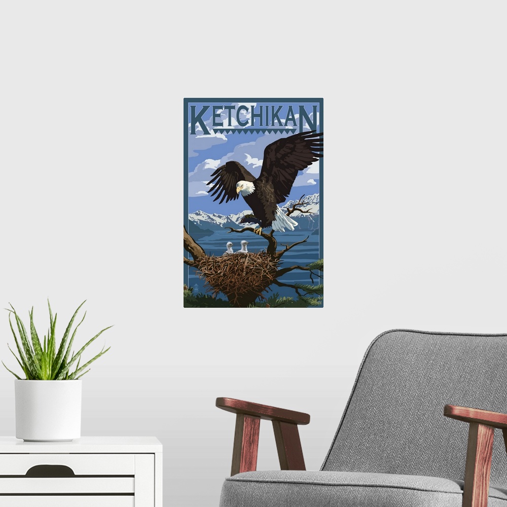A modern room featuring Bald Eagle and Chicks, Ketchikan, Alaska
