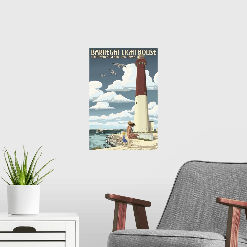 A modern room featuring Barnegat Lighthouse, New Jersey Shore