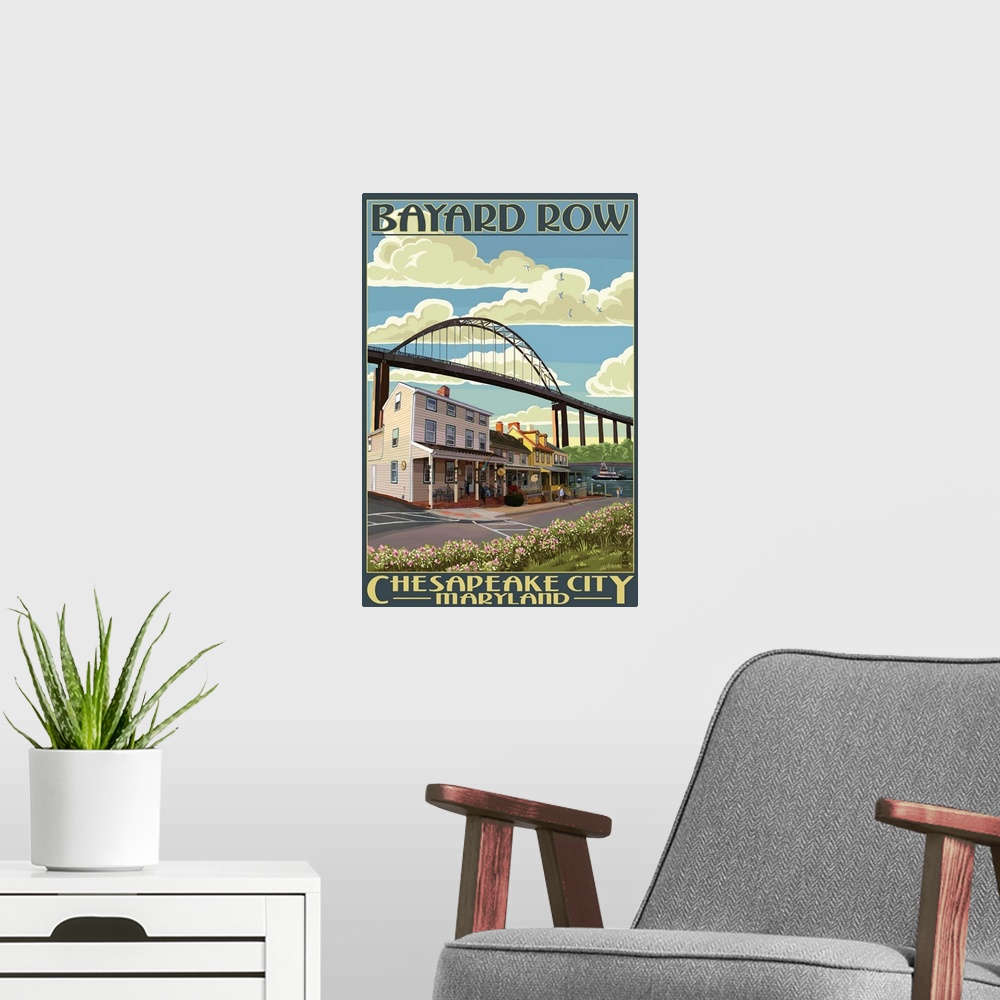 A modern room featuring Bayard Row - Chesapeake City, Maryland: Retro Travel Poster