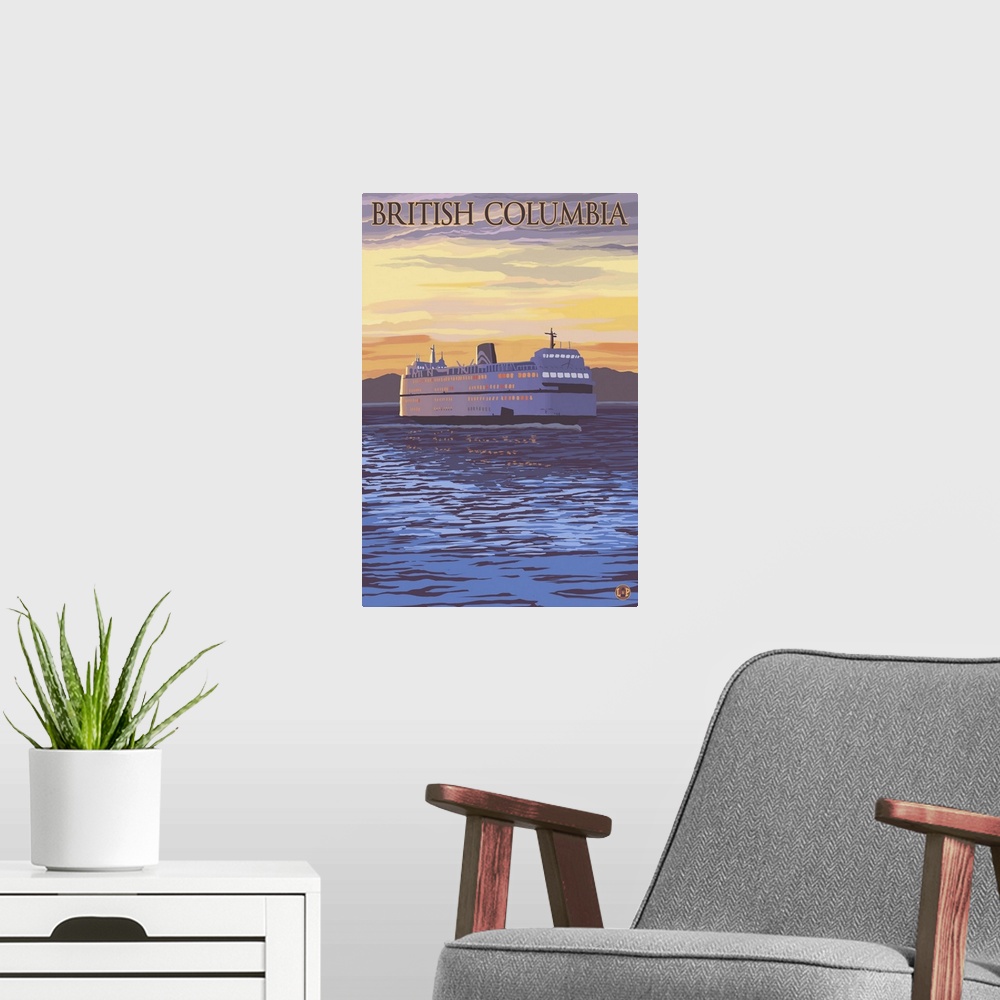 A modern room featuring British Columbia, Canada - BC Ferries: Retro Travel Poster
