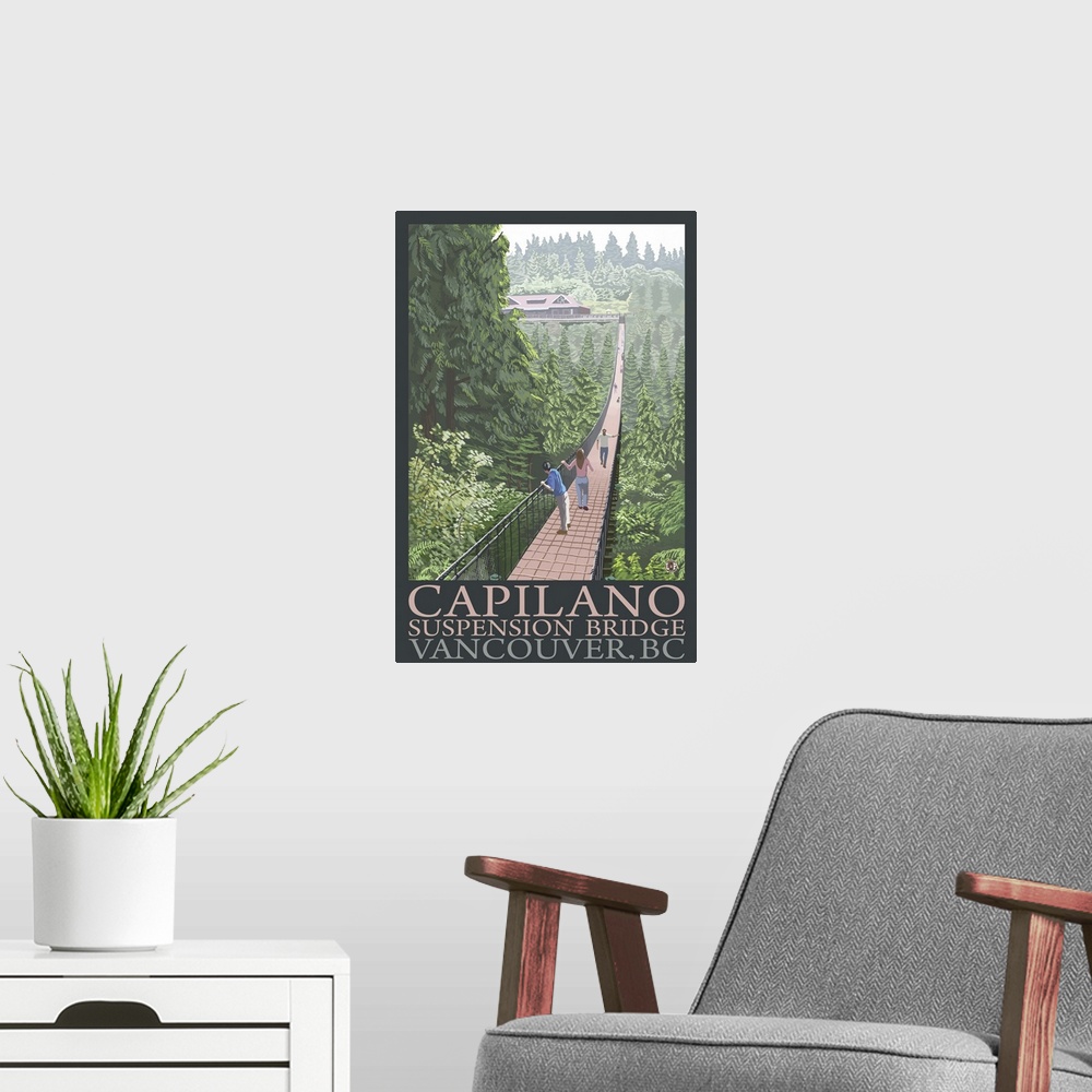 A modern room featuring British Columbia, Canada - Capilano Suspension Bridge: Retro Travel Poster