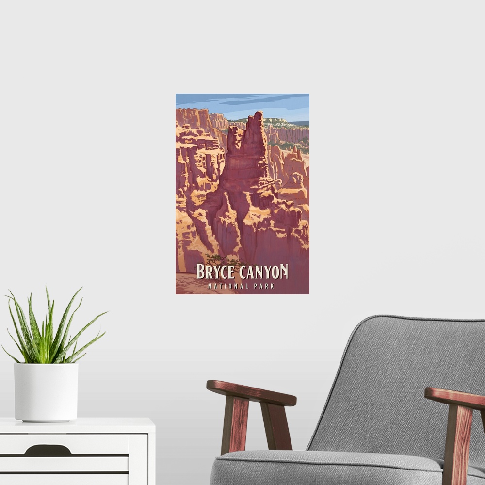 A modern room featuring Bryce Canyon National Park, Canyon View: Retro Travel Poster