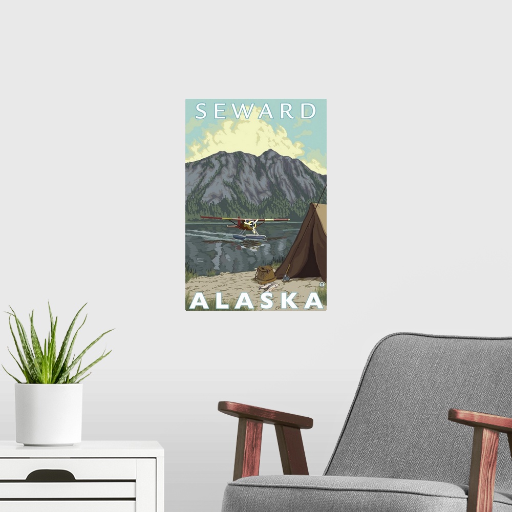 A modern room featuring Bush Plane and Fishing - Seward, Alaska: Retro Travel Poster