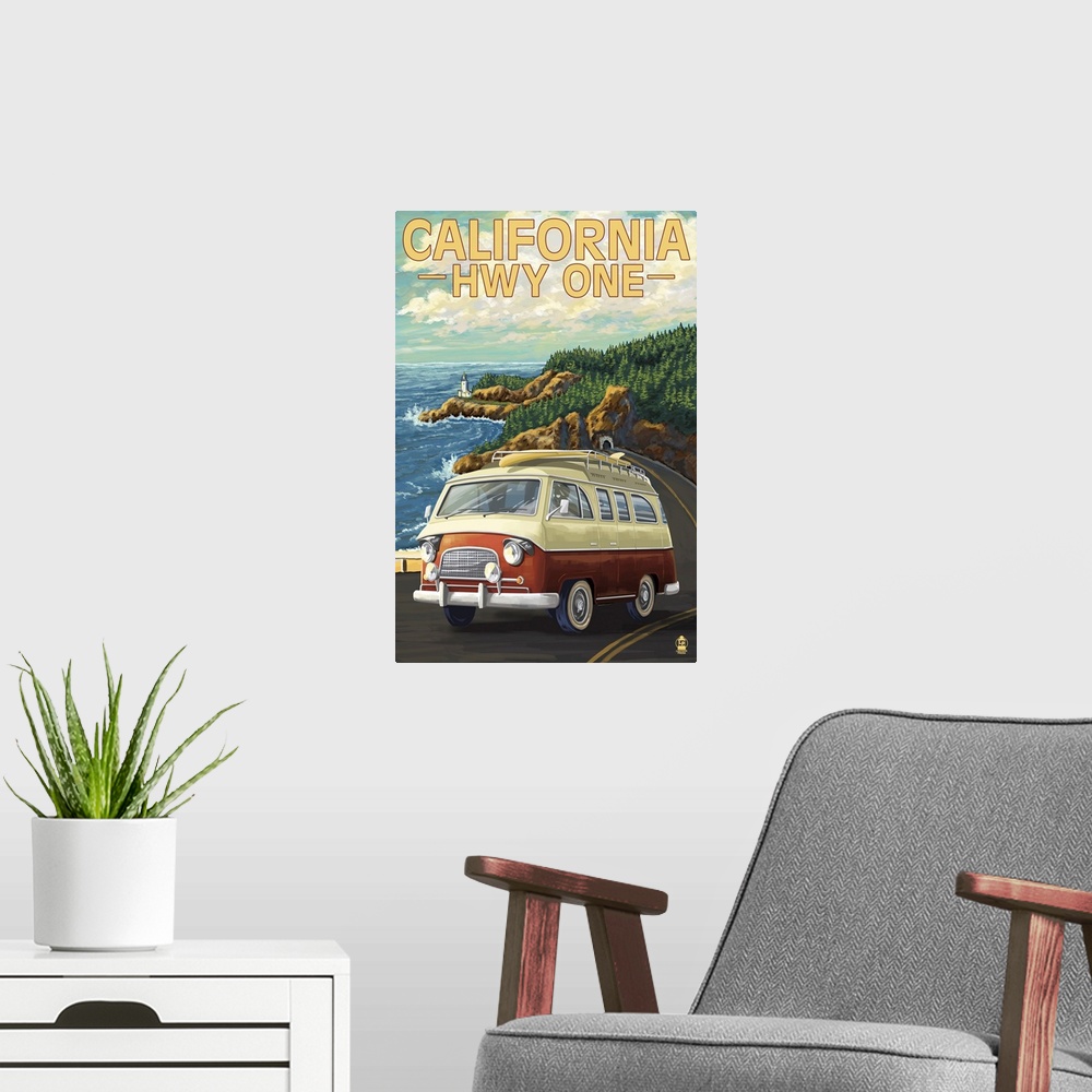 A modern room featuring California Highway One - Camper Van