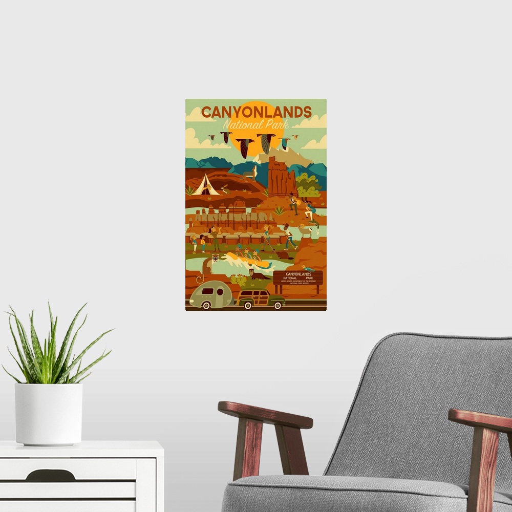 A modern room featuring Canyonlands National Park, Adventure: Graphic Travel Poster