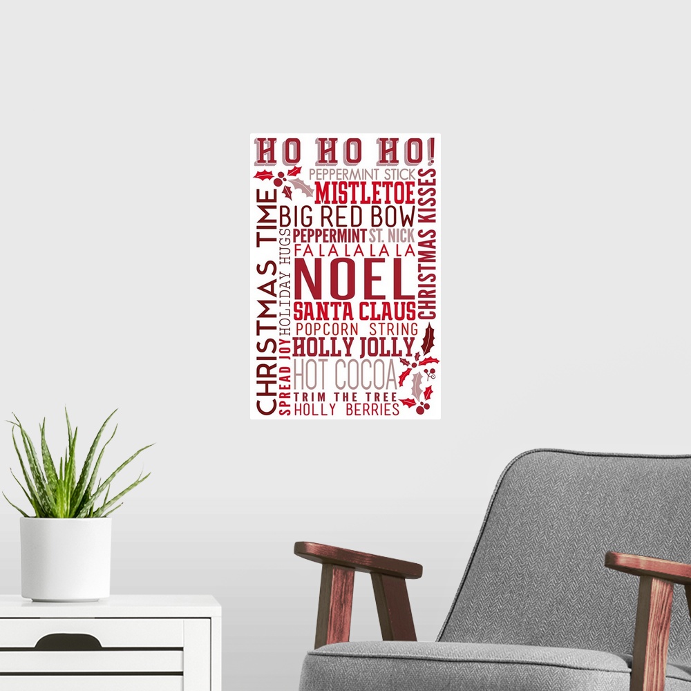 A modern room featuring Christmas Typography Artwork