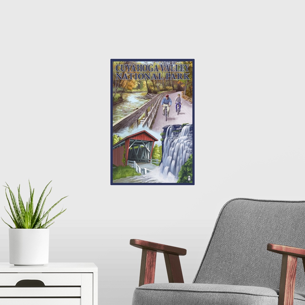 A modern room featuring Cuyahoga Valley National Park, Ohio Views: Retro Travel Poster