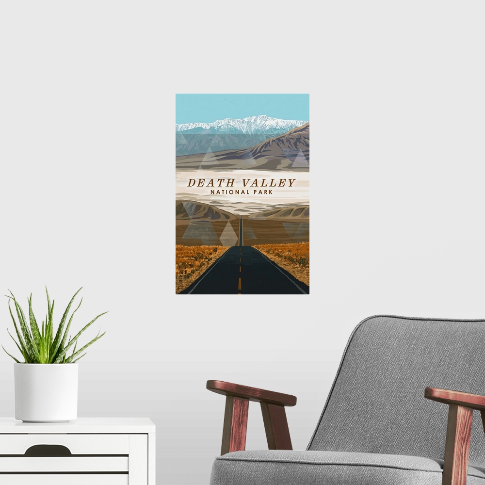 A modern room featuring Death Valley National Park, Open Road: Retro Travel Poster