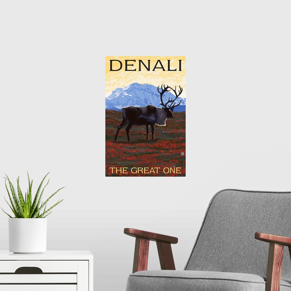 A modern room featuring Denali National Park and Preserve, The Great One: Retro Travel Poster