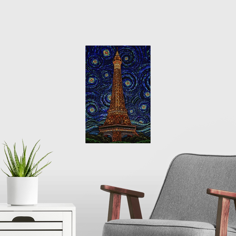 A modern room featuring Eiffel Tower - Mosaic