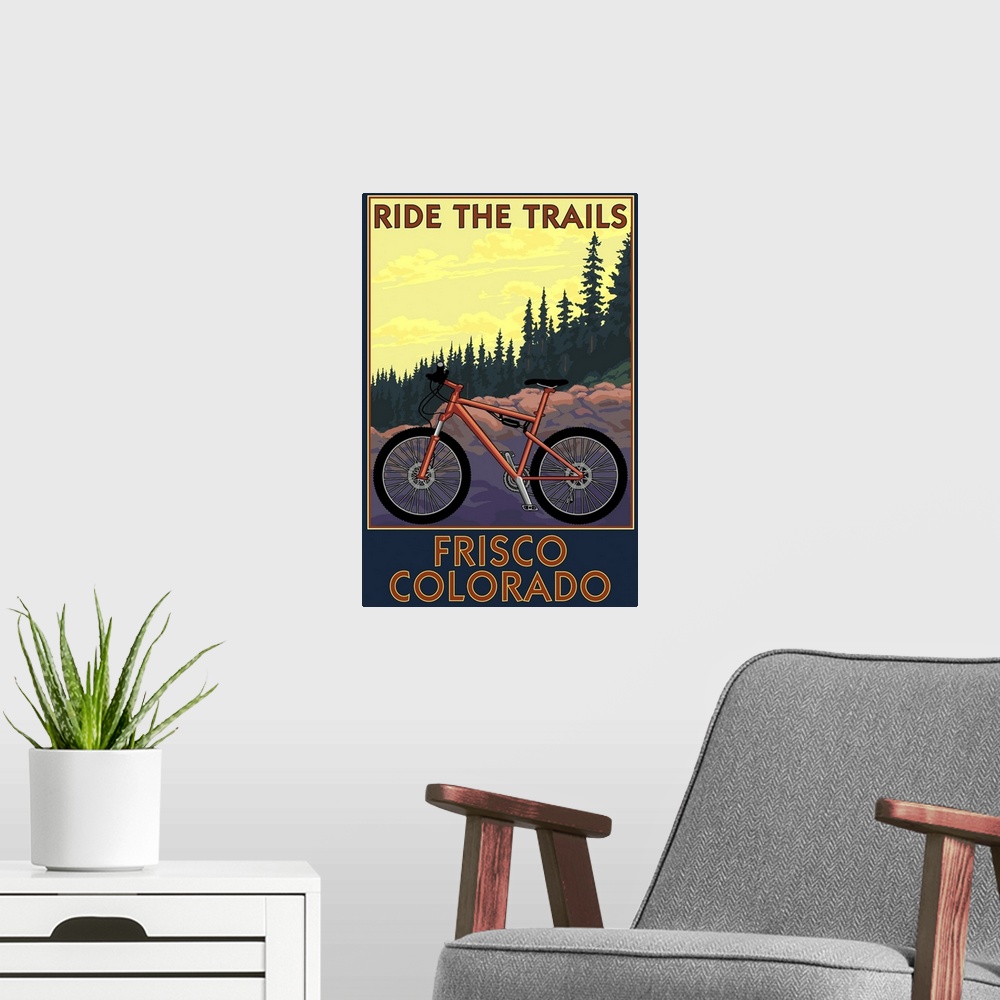 A modern room featuring Frisco, Colorado, Ride the Trails