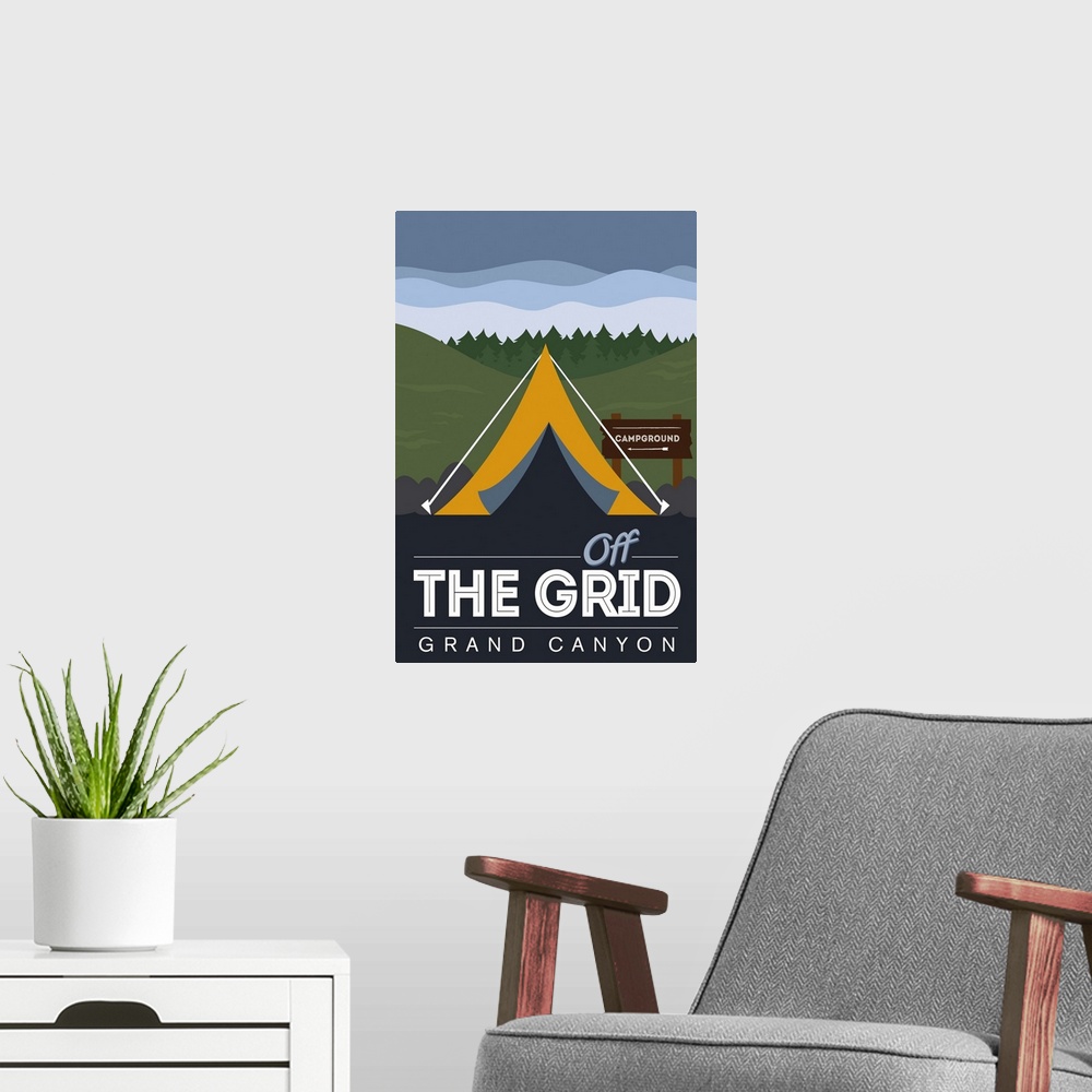 A modern room featuring Grand Canyon National Park, Off Grid Campground: Graphic Travel Poster