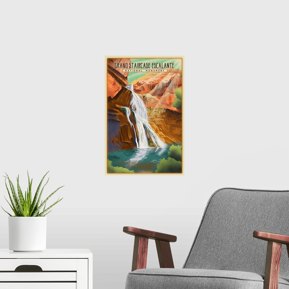 A modern room featuring Grand Staircase-Escalante National Monument, Utah - Lithograph