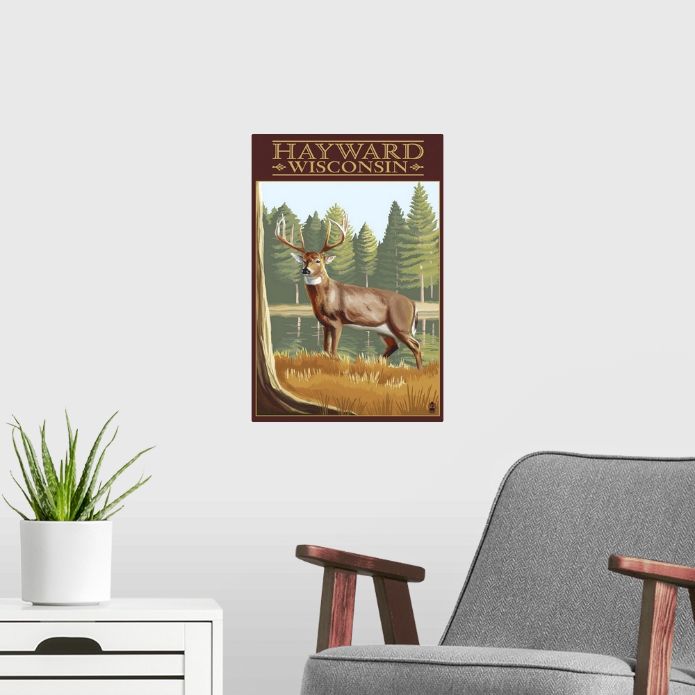 A modern room featuring Hayward, Wisconsin, White Tailed Deer