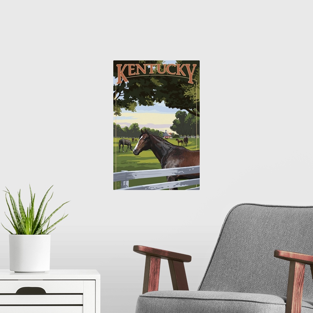 A modern room featuring Kentucky, Thoroughbred Horses