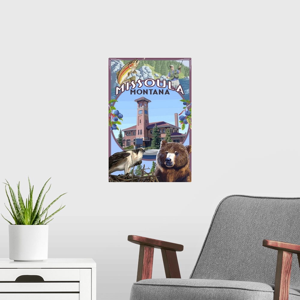 A modern room featuring Missoula, Montana, Town Scenes