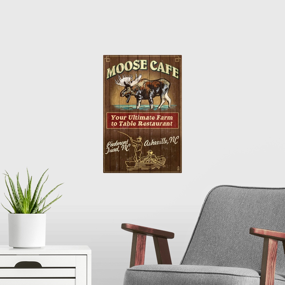 A modern room featuring Moose Cafe, Asheville, North Carolina