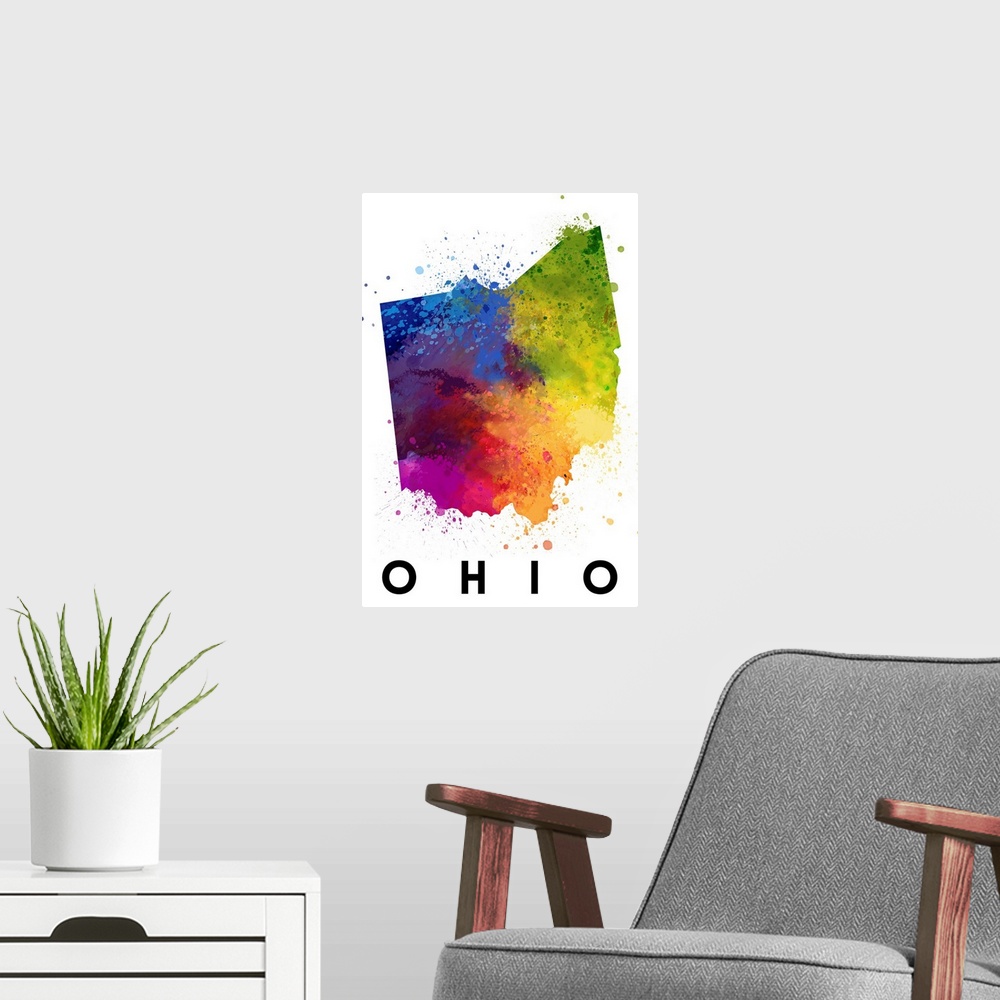 A modern room featuring Ohio - State Abstract Watercolor