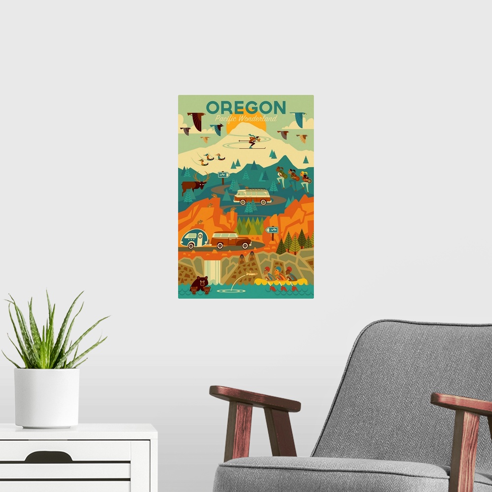 A modern room featuring Oregon - Pacific Wonderland - Geometric