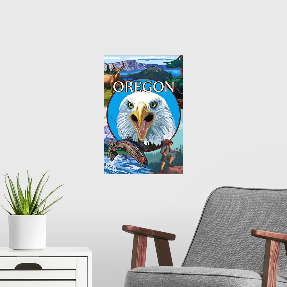 A modern room featuring Oregon, Wildlife Montage