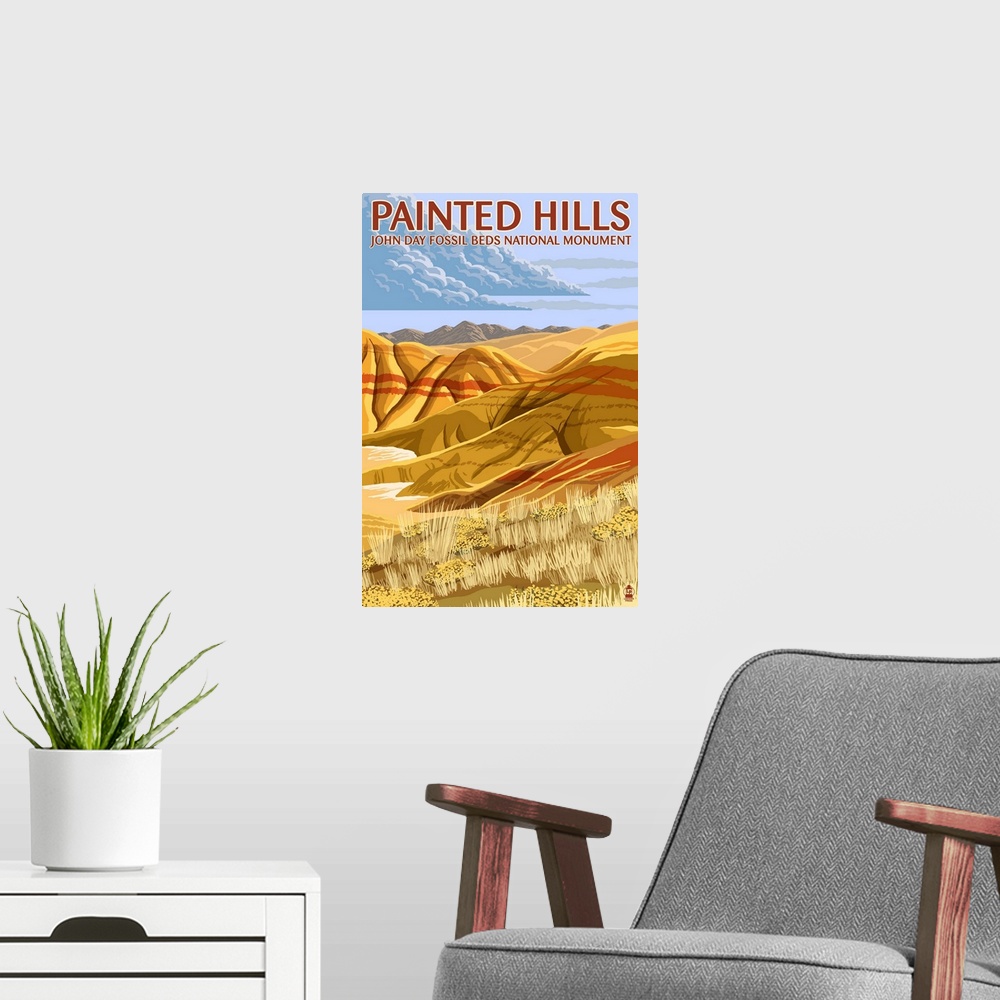 A modern room featuring Painted Hills - John Day Fossil Beds, Oregon: Retro Travel Poster
