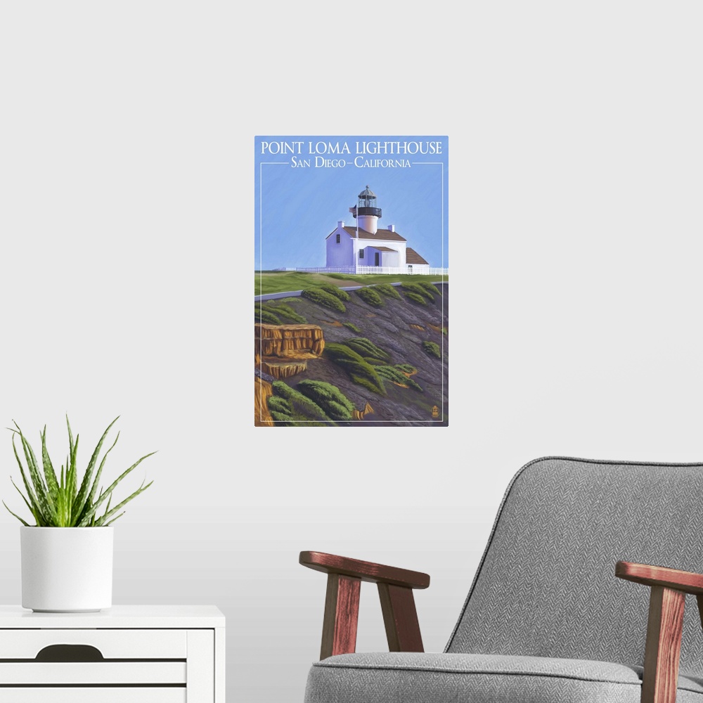 A modern room featuring Point Loma Lighthouse - San Diego, California: Retro Travel Poster