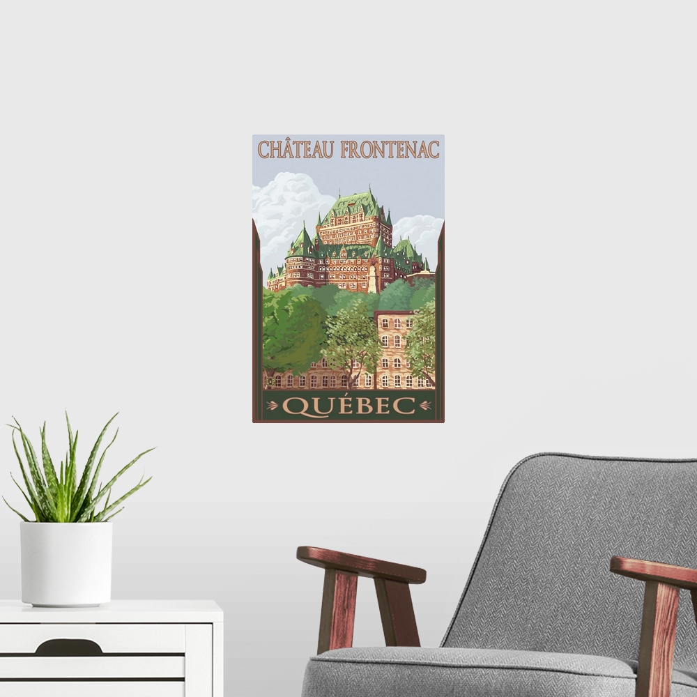 A modern room featuring Quebec City, Canada - Chateau Frontenac: Retro Travel Poster