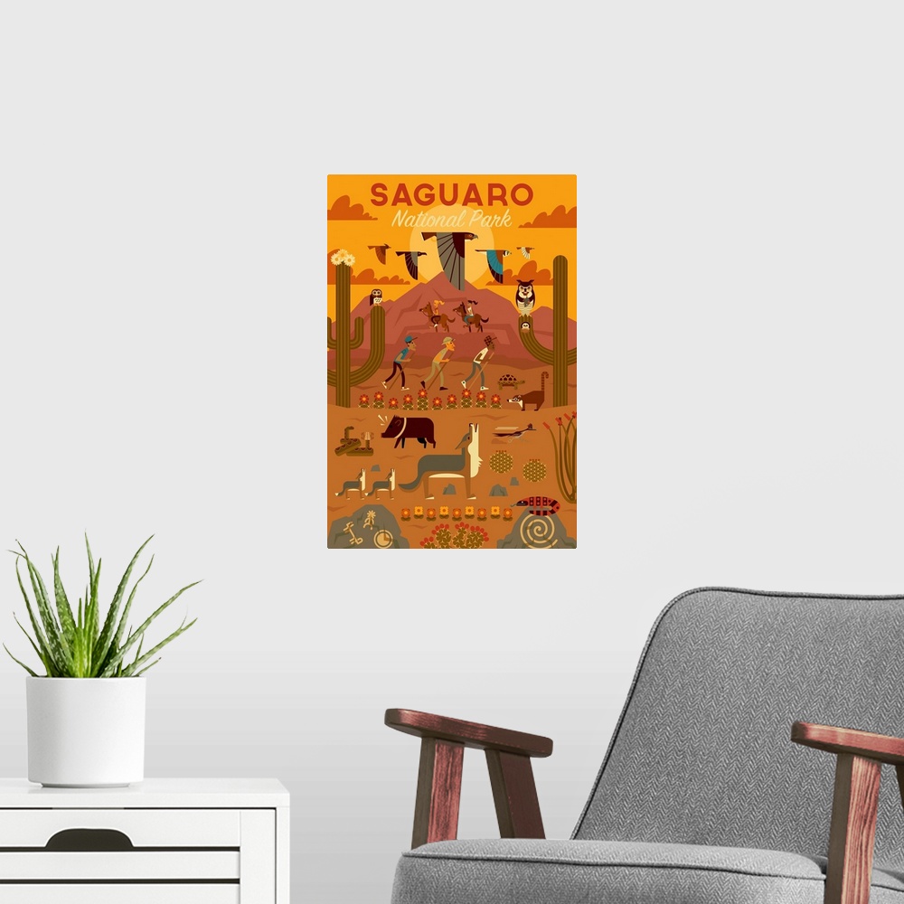 A modern room featuring Saguaro National Park, Adventure: Graphic Travel Poster