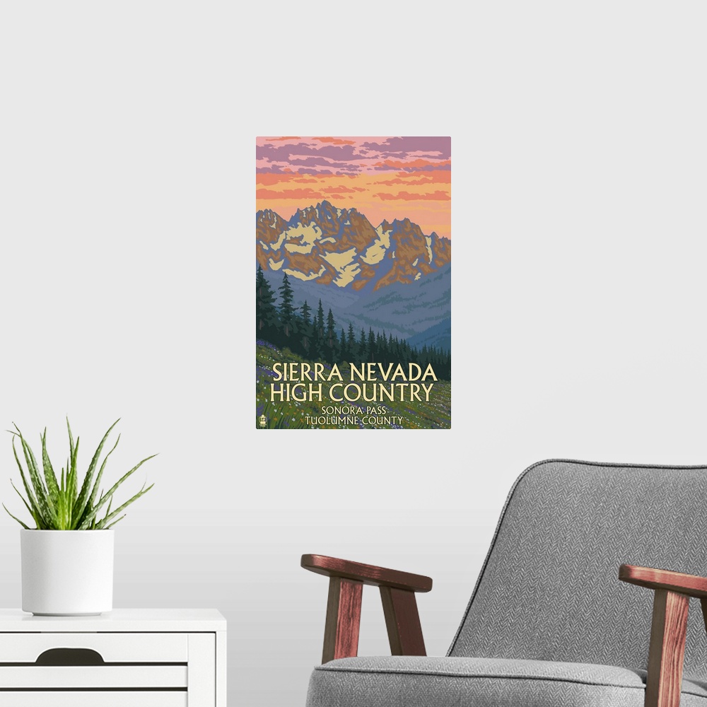 A modern room featuring Sierra Nevada High Country, Sonora Pass, Tuolumne County, California