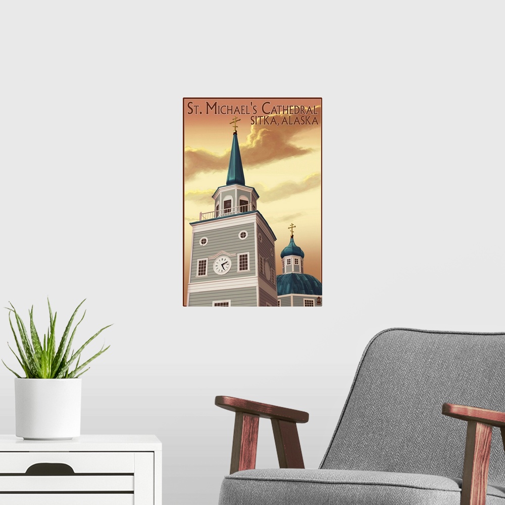 A modern room featuring Sitka, Alaska - St. Michael's Cathedral: Retro Travel Poster