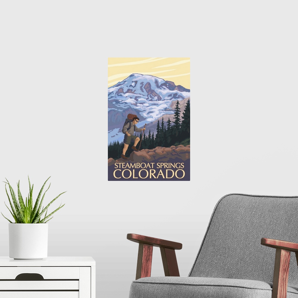A modern room featuring Steamboat Springs, Colorado, Hiker