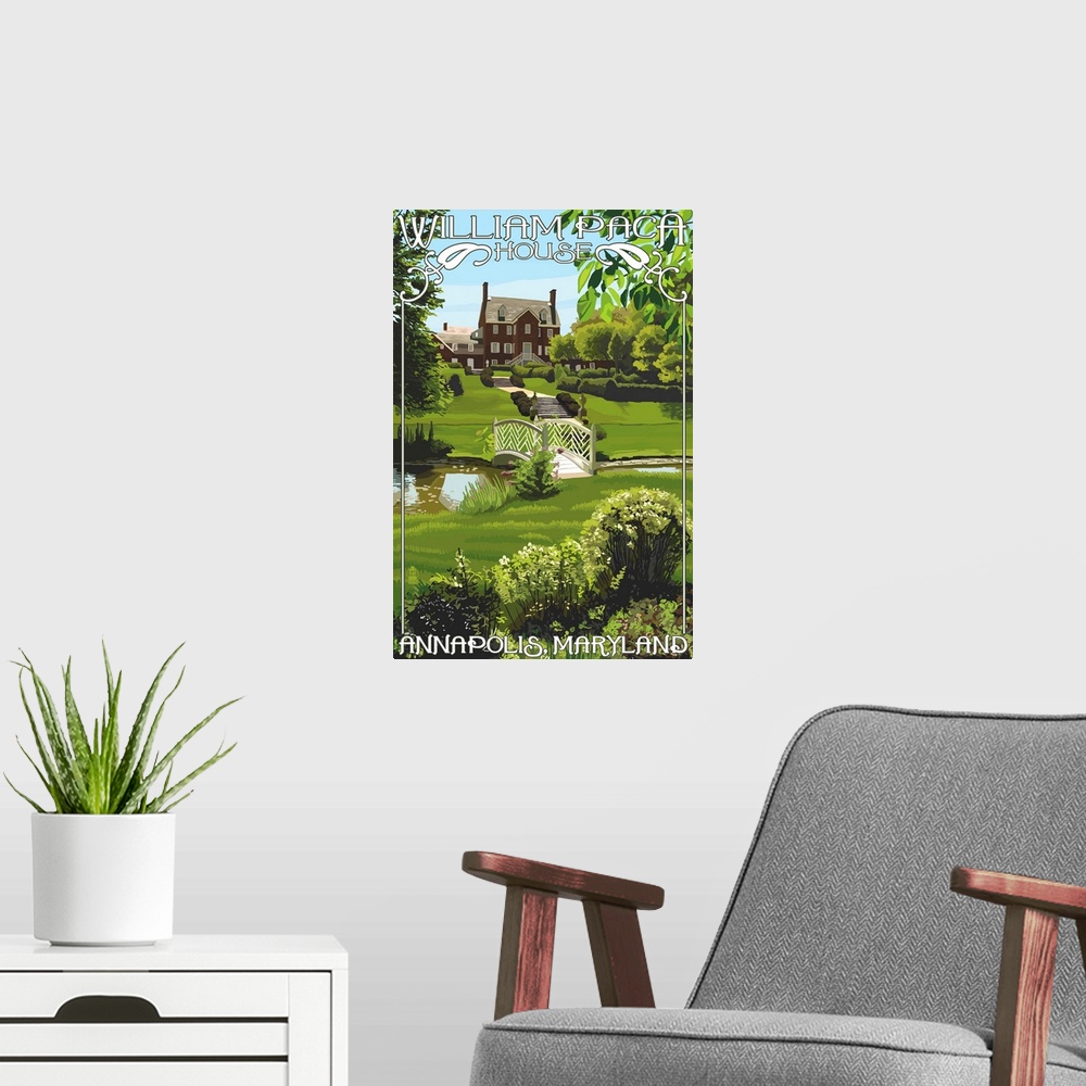 A modern room featuring William Paca House - Annapolis, Maryland: Retro Travel Poster