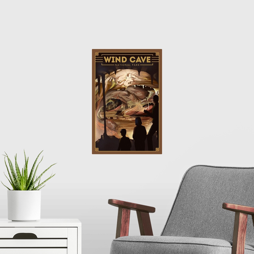 A modern room featuring Wind Cave National Park, Cave Interior: Retro Travel Poster
