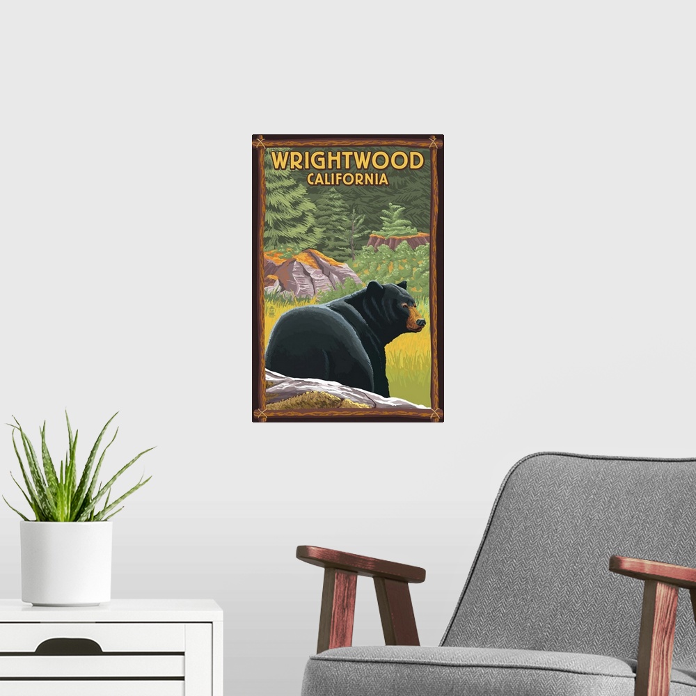 A modern room featuring Wrightwood, California, Black Bear in Forest