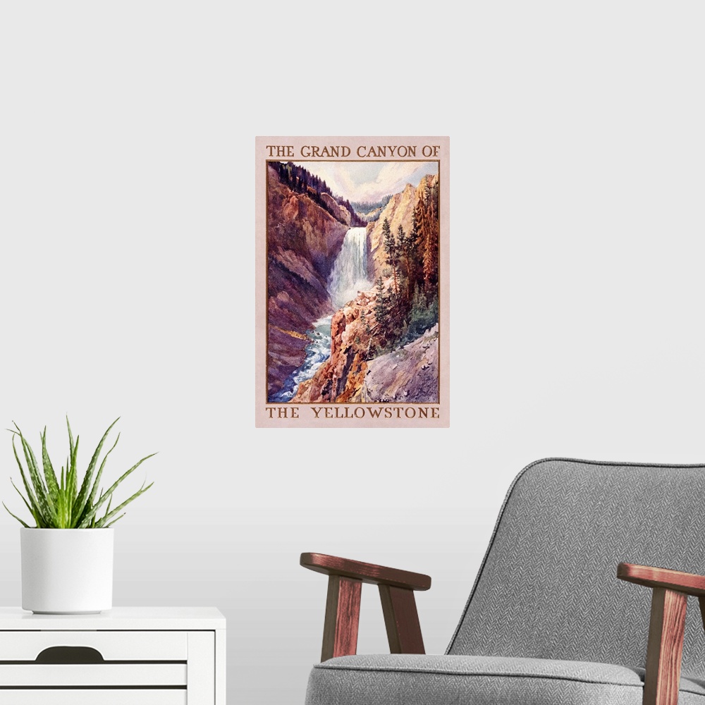 A modern room featuring Yellowstone National Park, Lower Falls: Retro Travel Poster
